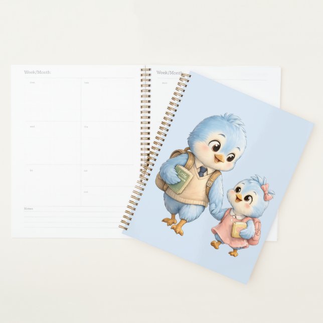 Carnet de planification hebdomadaire Petit Oiseau  (Devant avec enveloppe)