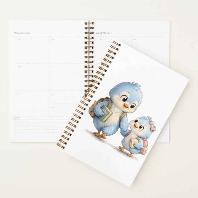 Carnet de planification quotidienne Blue Bird (Devant avec enveloppe)