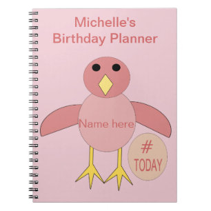 Carnet de poussins d'anniversaire rose personnalis