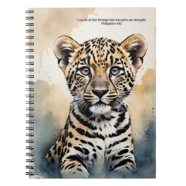 Carnet de prière léopard personnalisé avec verset  (Devant)