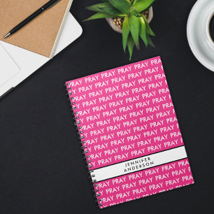 Carnet de prière minimaliste rose vif et blanc