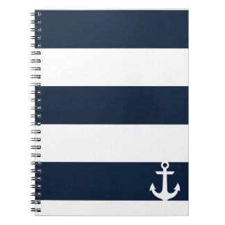 Carnet de rayure de marine - Ancre - blanc