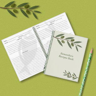 Carnet de recette de la branche d'olive aquarelle