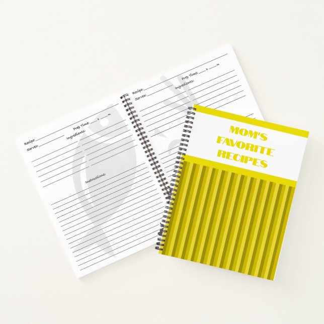 Carnet de recette de spirale rayée jaune (Intérieur)