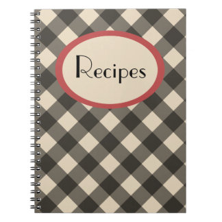 Carnet de recette En vichy noir et crème