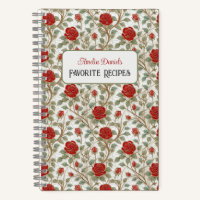Carnet de recette personnalisée Rose rouge vintage