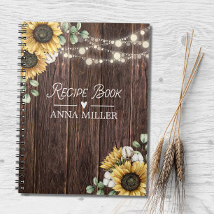 Carnet de recettes bohème en bois de eucalyptus et