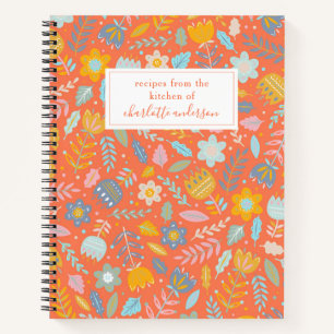 Carnet de recettes de cuisine personnalisé Fleurs