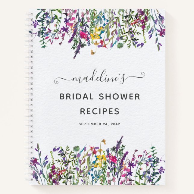 Carnet de recettes de mariage floral à fleurs sauv (Devant)