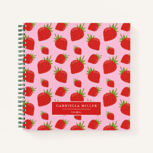 Carnet de recettes de Motif de fraises personnalis