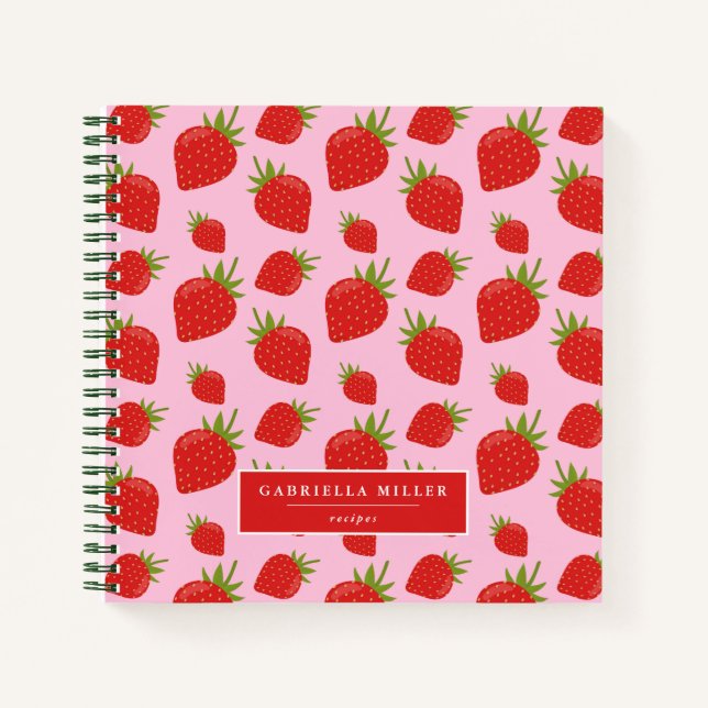 Carnet de recettes de Motif de fraises personnalis (Devant)