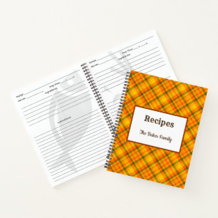 Carnet de recettes modifiables à carreaux rétro or