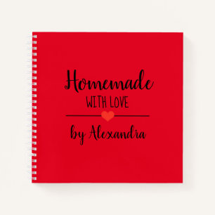 Carnet de recettes Red Homemade moderne avec recet