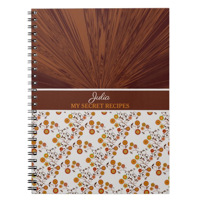 Carnet de recettes secrètes Satin Chocolat/Fleurs (Devant)