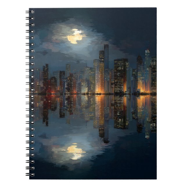 Carnet de réflexion Skyline Ville Lune (Devant)
