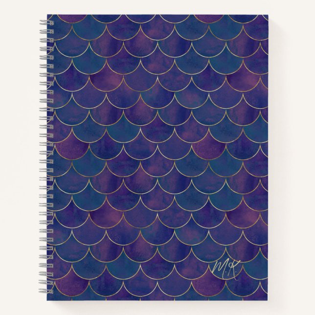 Carnet de sirène de monogramme violet foncé (Devant)