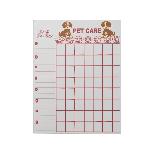Carnet de soins hebdomadaires pour animaux  (Tourné)
