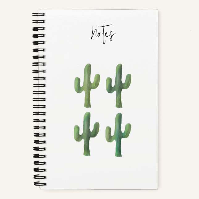Carnet de spirale d'aquarelle de Cactus | 5,5 x 8, (Recto)