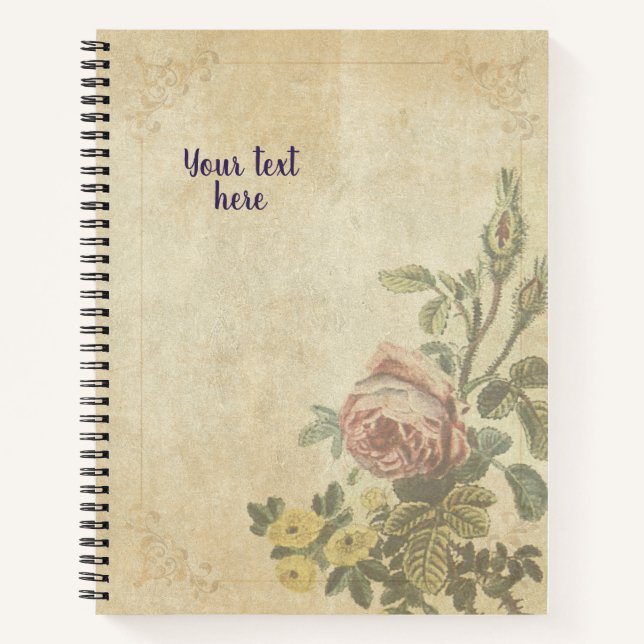 Carnet de style vintage avec design Rose Mousseuse (Devant)