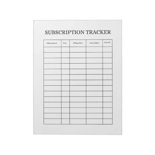 Carnet de suivi d'abonnement SIMPLE (Tourné)