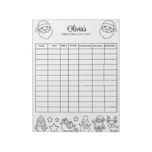 Carnet de suivi de cadeaux de Noël personnalisé av
