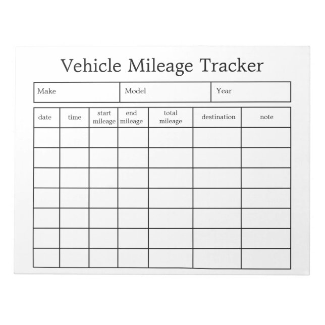 Carnet de suivi de kilométrage de véhicule (Devant)