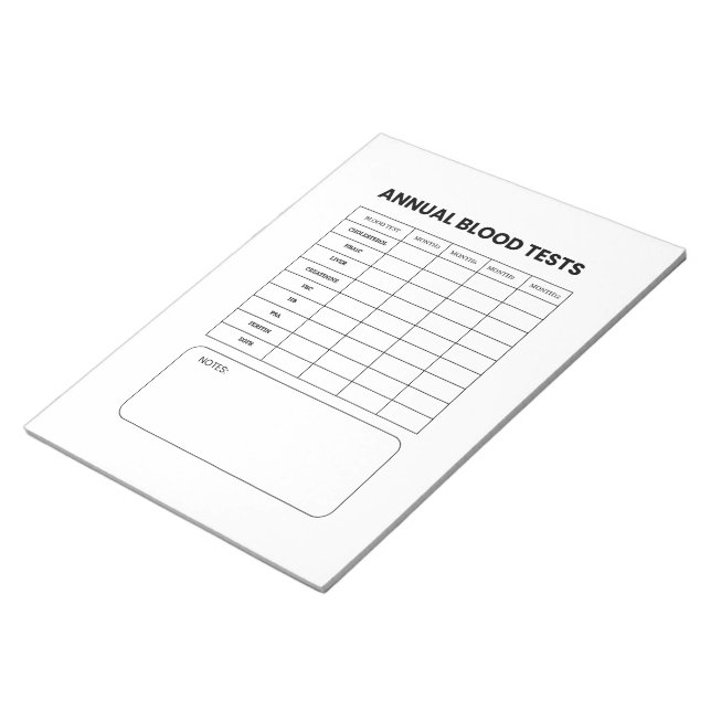 Carnet de suivi des analyses de sang annuelles (Incliné)