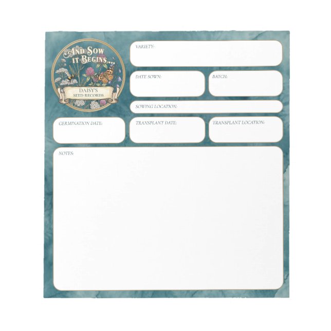 Carnet de suivi des semis du jardin de pollinisate (Devant)