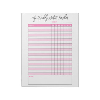 Carnet de suivi d'habitudes hebdomadaires rose mig