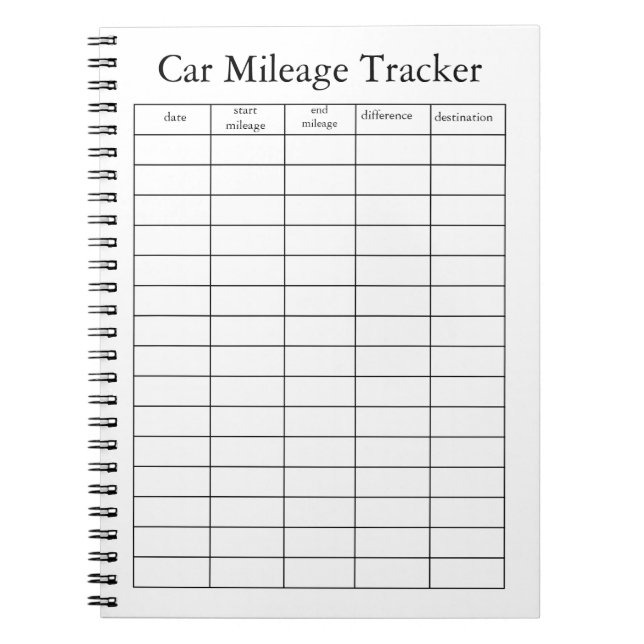 Carnet de suivi du kilométrage de la voiture (Devant)