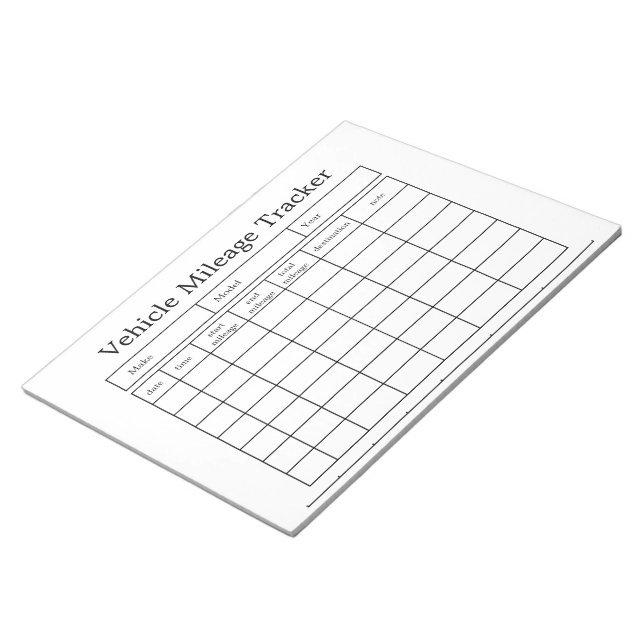 Carnet de suivi du kilométrage du véhicule (Incliné)