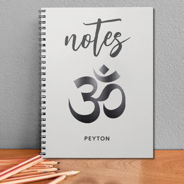 Carnet de symbole Om en métal texturé noir unique (Créateur téléchargé)