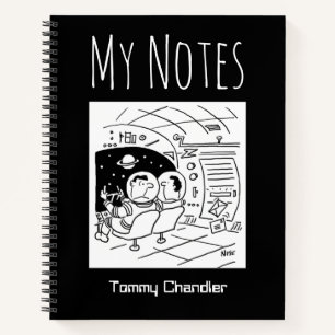 Carnet de thème de l'espace avec le nom du proprié