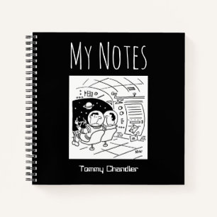 Carnet de thème de l'espace avec le nom du proprié