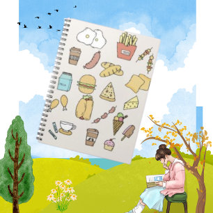 Carnet de variété alimentaire minimaliste Doodle c