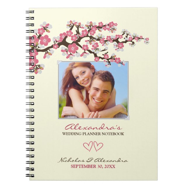 Carnet de wedding planner de fleurs de cerisier (Devant)