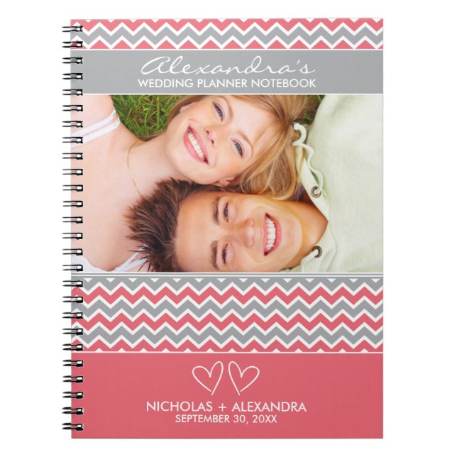 Carnet de wedding planner de motif de Chevron (Devant)