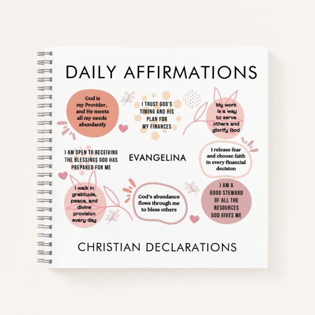 Carnet Déclarations chrétiennes Affirmations quotidiennes (Devant)