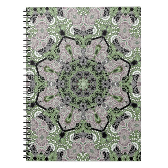 Carnet Déco noir gris vert gris abstrait (Devant)
