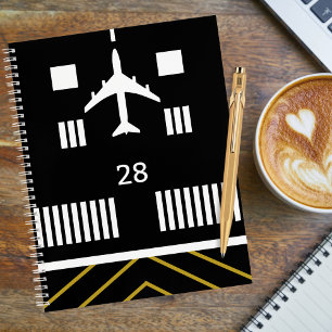Carnet Décollage de l'avion sur la piste de l'aéroport, F