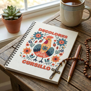 Carnet DeColores Cursillo Coq Art Populaire Floral Orange