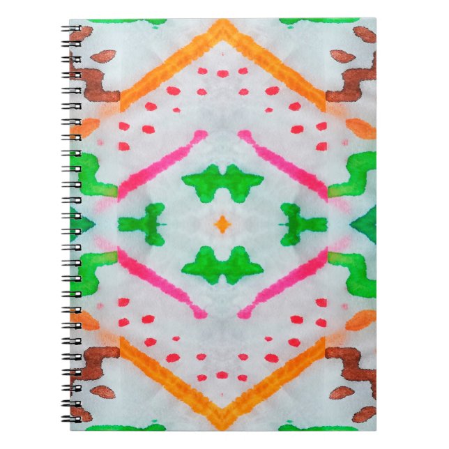 Carnet Décor Boho Aquarelle. Coussin bleu Boho. Aquarelle (Devant)