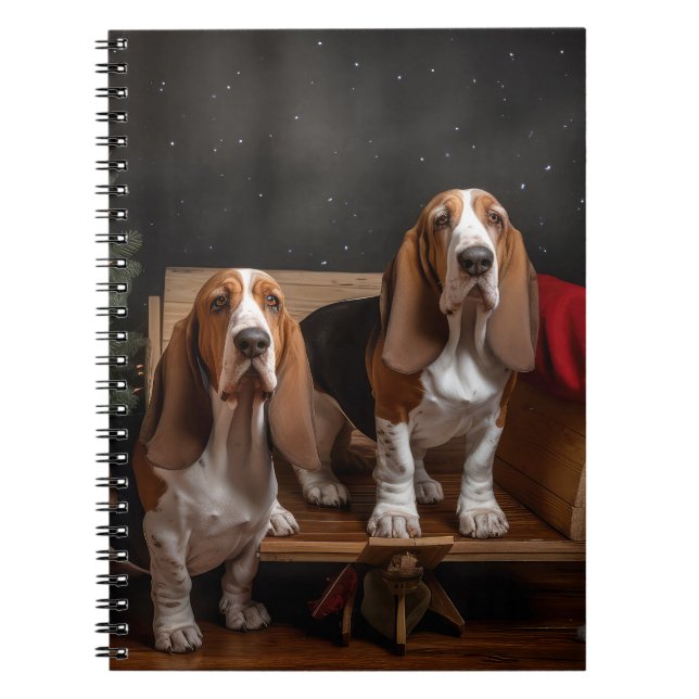 Carnet Décor de Noël Basset Hound Snowy Sleigh (Devant)