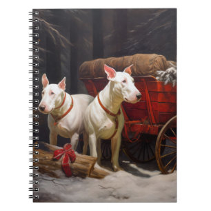 Carnet Décor de Noël Bull Terrier Snowy Sleigh