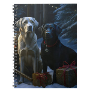 Carnet Décor de Noël de Labrador Snowy Sleigh