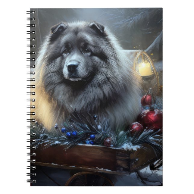 Carnet Décor de Noël Keeshond Snowy Sleigh (Devant)