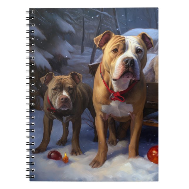 Carnet Décor de Noël Pitbull Snowy Sleigh (Devant)