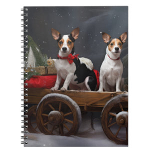 Carnet Décor de Noël Rat Terrier Snowy Sleigh