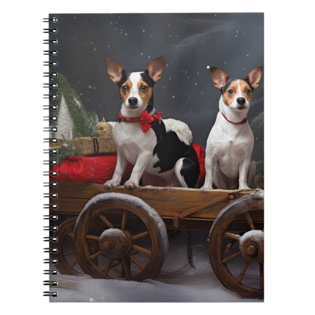 Carnet Décor de Noël Rat Terrier Snowy Sleigh (Devant)