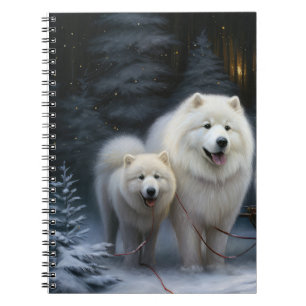 Carnet Décor de Noël Samoyed Snowy Sleigh